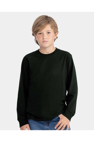 Next Level 3311 Youth Long Sleeve Crewneck T-Shirt Black Model Front