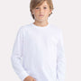Next Level Youth Long Sleeve Crewneck T-Shirt - White - NEW