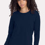 Next Level Womens Relaxed Long Sleeve Crewneck T-Shirt - Midnight Navy Blue