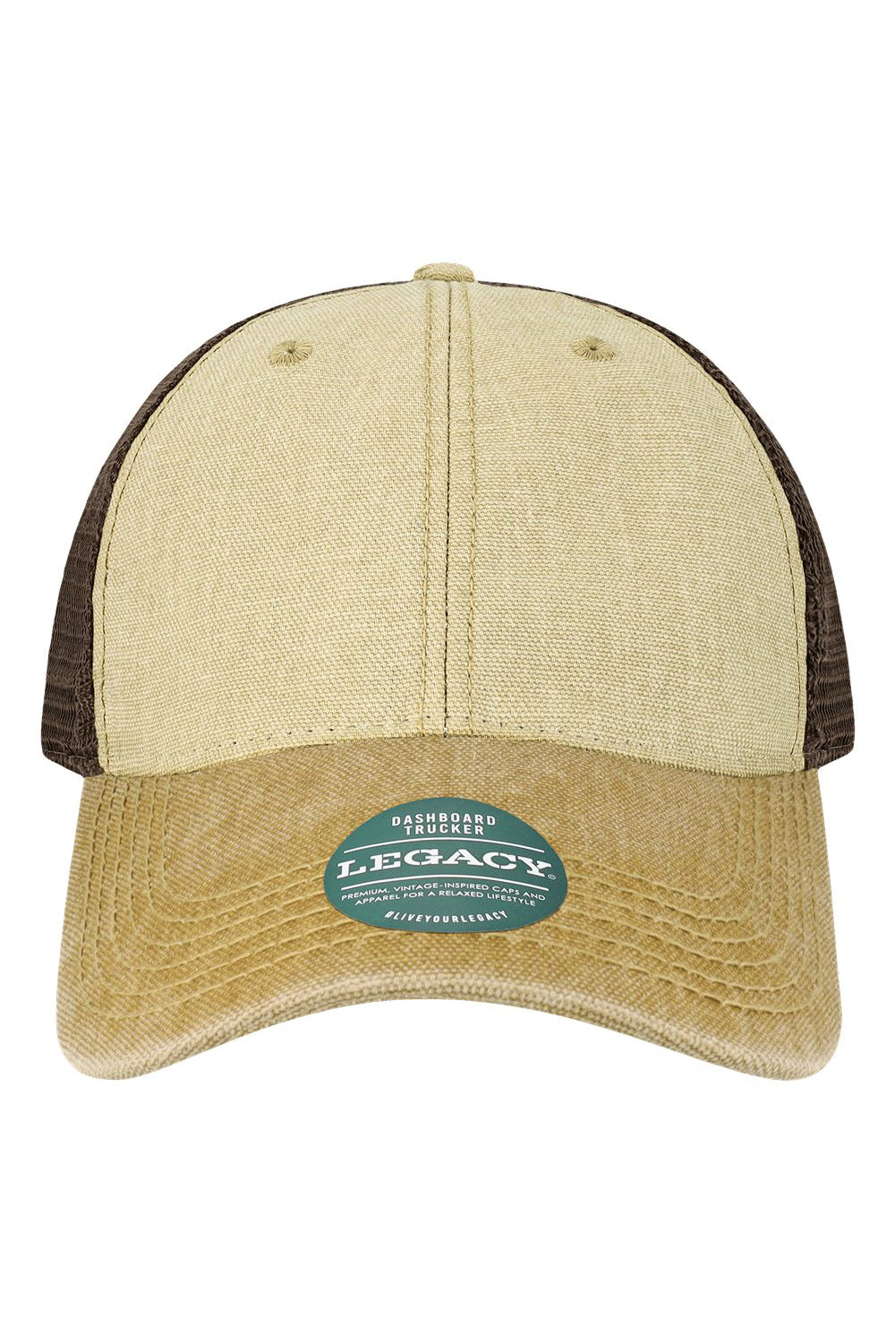 Legacy DTA Mens Dashboard Trucker Hat Stone/Camel/Brown Flat Front