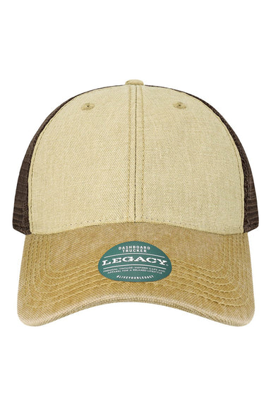 Legacy DTA Mens Dashboard Trucker Hat Stone/Camel/Brown Flat Front