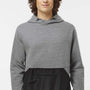 MV Sport Mens Mixed Media Hooded Sweatshirt Hoodie w/ Pocket - Graphite Grey/Black