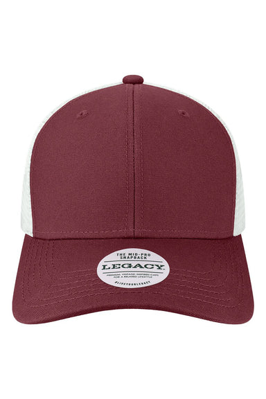 Legacy MPS Mens Mid Pro Snapback Trucker Hat Maroon/White Flat Front