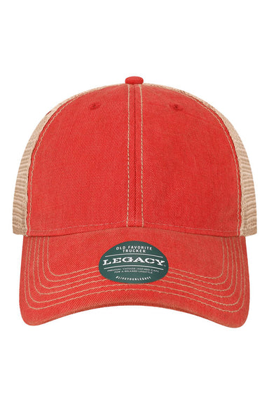 Legacy OFAY Youth Old Favorite Trucker Hat Scarlet Red/Khaki Flat Front
