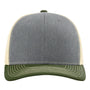 Richardson Mens Snapback Trucker Hat - Heather Grey/Birch/Army Olive Green - NEW