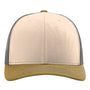 Richardson Mens Snapback Trucker Hat - Mink Beige/Charcoal Grey/Amber Gold - NEW
