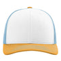 Richardson Mens Snapback Trucker Hat - White/Columbia Blue/Yellow - NEW