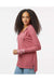 MV Sport W19439 Womens Heathered Jersey Hooded T-Shirt Hoodie Dusty Rose Pink Model Side