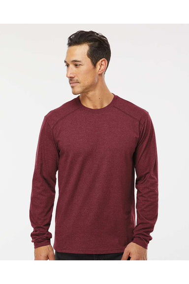 Kastlfel 2016 Mens RecycledSoft Long Sleeve Crewneck T-Shirt Burgundy Model Front