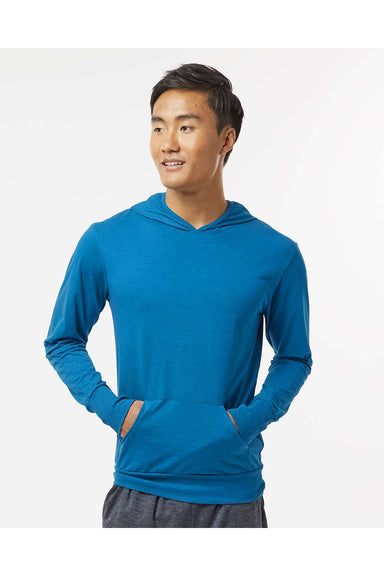 Kastlfel 4022 Mens RecycledSoft Hooded Long Sleeve T-Shirt Hoodie Breaker Blue Model Front