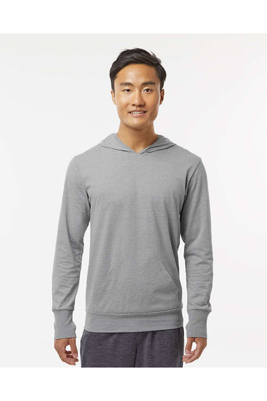 Kastlfel 4022 Mens RecycledSoft Hooded Long Sleeve T-Shirt Hoodie Steel Grey Model Front