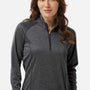 Adidas Womens Space Dyed 1/4 Zip Sweatshirt - Black Melange - New