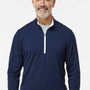 Adidas Mens Moisture Wicking 1/4 Zip Sweatshirt - Collegiate Navy Blue/White - New