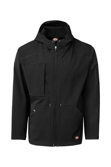 Dickies PH10 Mens Protect Wind & Water Resistant Full Zip Hooded Jacket Black Flat Front