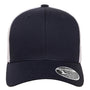 Flexfit Hats Mens Mesh Snapback Trucker Hat - Navy Blue/White