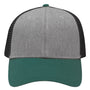 Sportsman Hats Mens Traditional Lo Pro Mesh Back Snapback Trucker Hat - Heather Grey/Charcoal Grey/Forest Green - Coming Soon