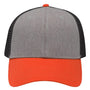 Sportsman Hats Mens Traditional Lo Pro Mesh Back Snapback Trucker Hat - Heather Grey/Charcoal Grey/Orange - Coming Soon