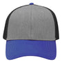 Sportsman Hats Mens Traditional Lo Pro Mesh Back Snapback Trucker Hat - Heather Grey/Charcoal Grey/Royal Blue - Coming Soon