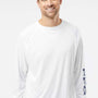 Columbia Mens PFG Terminal Tackle Moisture Wicking Long Sleeve Crewneck T-Shirt - White/Nightshade Blue - NEW