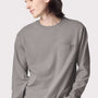 American Apparel Mens Super Heavyweight Long Sleeve Crewneck T-Shirt w/ Pocket - Gravel Grey - New