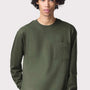 American Apparel Mens Super Heavyweight Long Sleeve Crewneck T-Shirt w/ Pocket - Lieutenant Green - New