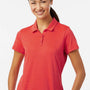 Adidas Womens Textured Stripe Short Sleeve Polo Shirt - Bright Red - New