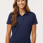 Adidas Womens Textured Stripe Short Sleeve Polo Shirt - Dark Blue - New
