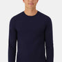 Hanes Mens Cool Dri Moisture Wicking Cotton Touch Long Sleeve Crewneck T-Shirt - Athletic Navy Blue - New