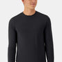 Hanes Mens Cool Dri Moisture Wicking Cotton Touch Long Sleeve Crewneck T-Shirt - Black - New