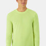 Hanes Mens Cool Dri Moisture Wicking Cotton Touch Long Sleeve Crewneck T-Shirt - Safety Green - New