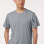 AllPro Mens Pro Lock Performance Moisture Wicking Short Sleeve Crewneck T-Shirt - Heather Steel Grey - Coming Soon