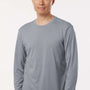 AllPro Mens Pro Lock Performance Moisture Wicking Long Sleeve Crewneck T-Shirt - Heather Steel Grey - Coming Soon