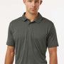 AllPro Mens Performance Melange Moisture Wicking Short Sleeve Polo Shirt - Charcoal Grey Melange - New