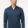 AllPro Mens Performance Moisture Wicking Melange 1/4 Zip Sweatshirt - Navy Blue Melange - Coming Soon