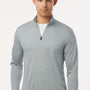 AllPro Mens Performance Moisture Wicking Melange 1/4 Zip Sweatshirt - Silver Grey Melange - Coming Soon