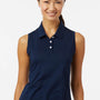 Adidas Womens Ottoman Sleeveless Polo Shirt - Collegiate Navy Blue - New