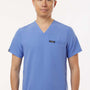 Jaanuu Mens Platt 3 Pocket Moisture Wicking V-Neck Scrub Top w/ Pocket - Ceil Blue - New