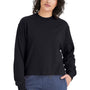 Alternative Womens Cropped Long Sleeve Crewneck T-Shirt - Black - NEW