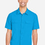 Core 365 Mens Marina Ultra UVP Moisture Wicking Short Sleeve Button Down Shirt w/ Double Pockets - Electric Blue - Coming Soon