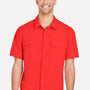 Core 365 Mens Marina Ultra UVP Moisture Wicking Short Sleeve Button Down Shirt w/ Double Pockets - Marina Red - Coming Soon