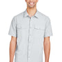 Core 365 Mens Marina Ultra UVP Moisture Wicking Short Sleeve Button Down Shirt w/ Double Pockets - Platinum Grey - Coming Soon