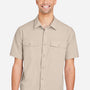 Core 365 Mens Marina Ultra UVP Moisture Wicking Short Sleeve Button Down Shirt w/ Double Pockets - Stone Brown - Coming Soon
