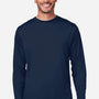 Core 365 Mens Capital Performance Moisture Wicking Long Sleeve Crewneck T-Shirt - Classic Navy Blue - New