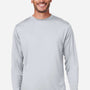 Core 365 Mens Capital Performance Moisture Wicking Long Sleeve Crewneck T-Shirt - Platinum Grey - New