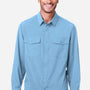 Core 365 Mens Ultra UVP Marina Moisture Wicking Long Sleeve Button Down Shirt w/ Double Pockets - Columbia Blue - Coming Soon