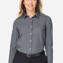 Devon & Jones Womens CrownLux Performance Moisture Wicking Spencer Poplin Long Sleeve Button Down Shirt - Graphite Grey Melange - New