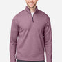 Core 365 Mens Venture Heathered Stripe Moisture Wicking 1/4 Zip Sweatshirt - Burgundy/White - New