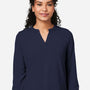 Devon & Jones Womens Raleigh Moisture Wicking V-Neck Long Sleeve Shirt - Navy Blue - Coming Soon