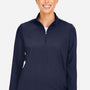 Devon & Jones Womens CrownLux Windsor Welded Moisture Wicking 1/4 Zip Sweatshirt - Navy Blue - Coming Soon