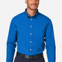 Devon & Jones Mens CrownLux Performance Moisture Wicking Spencer Poplin Long Sleeve Button Down Shirt - French Blue Melange - New